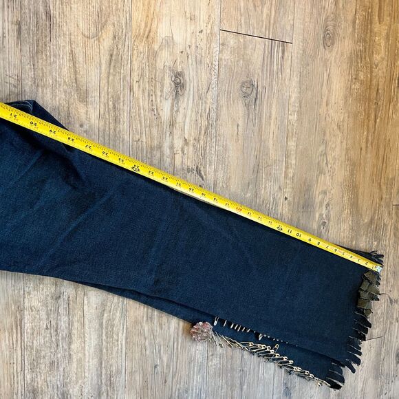 Y2K Unique Jeans Bebe Medium Patchwork Safety Pin Charm 2000s 1 of 1 Handmade - Picture 6 of 12